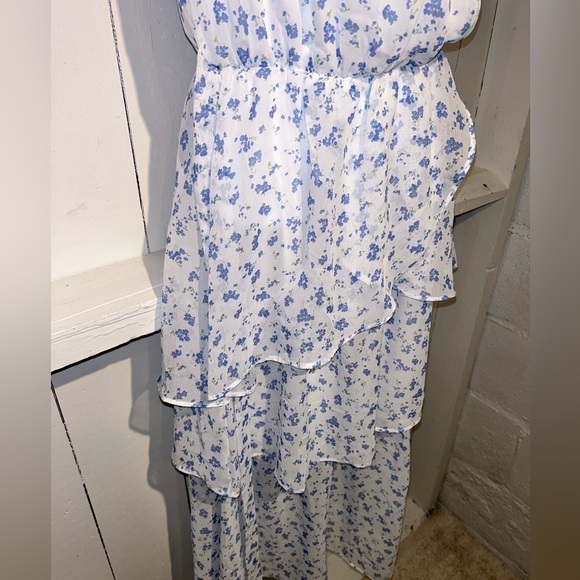 CLEARANCE Sienna Sky Dress XS Blue and White Floral Blouson Spring Dress - Picture 5 of 14